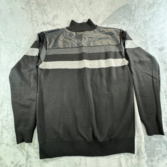 Red Ape men's sweater XLARGE pullover with synthetic leather shoulders and 1/4 z - Picture 3 of 15